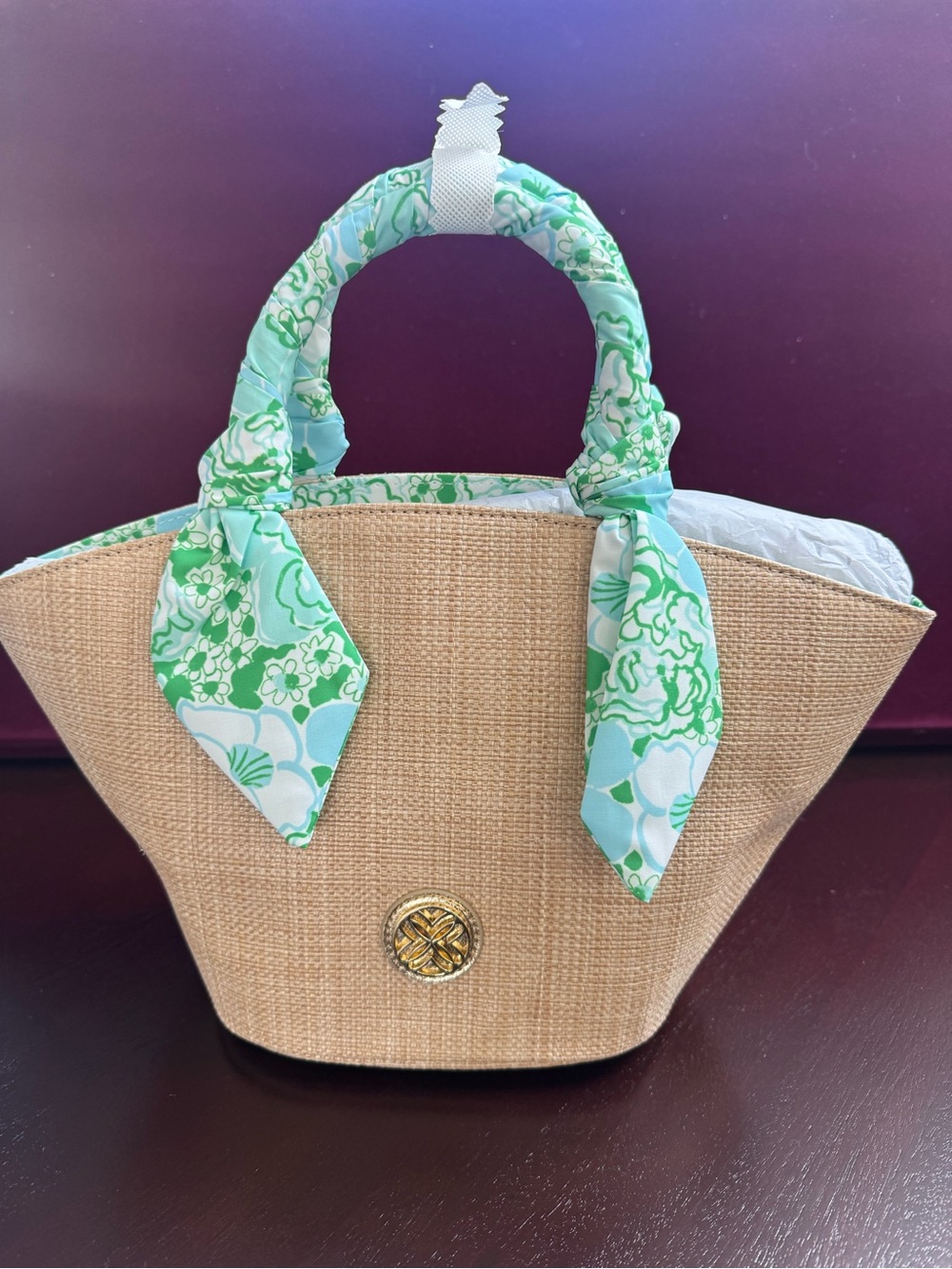 Lilly Pulitzer Panama Straw Bag New Pattern “Mint Condition Burst Of Joy” - Picture 3 of 9